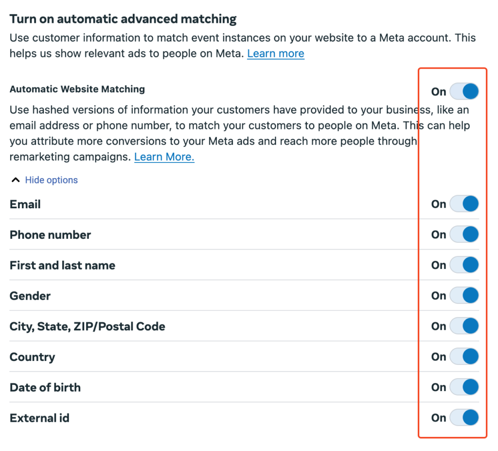 Automatic Website Matching sudah On