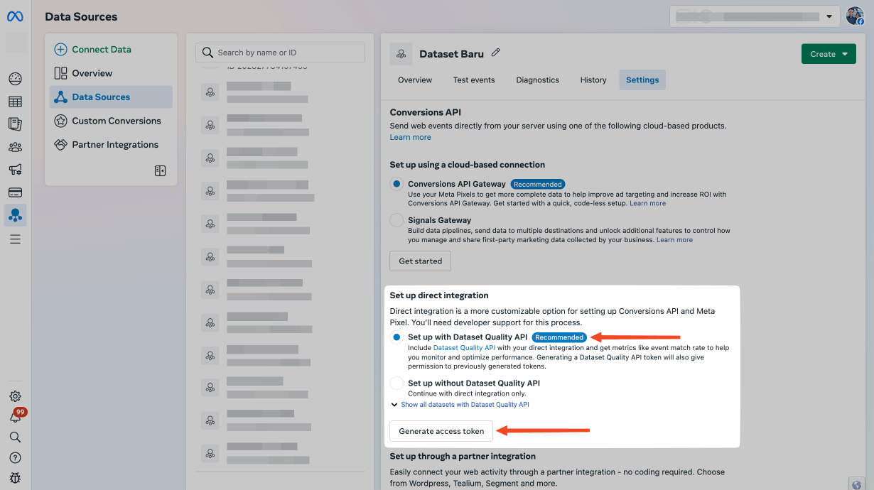 Set up with Dataset Quality API