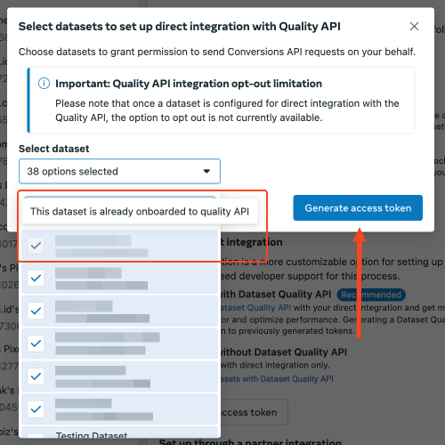 Daftar dataset untuk Dataset Quality API