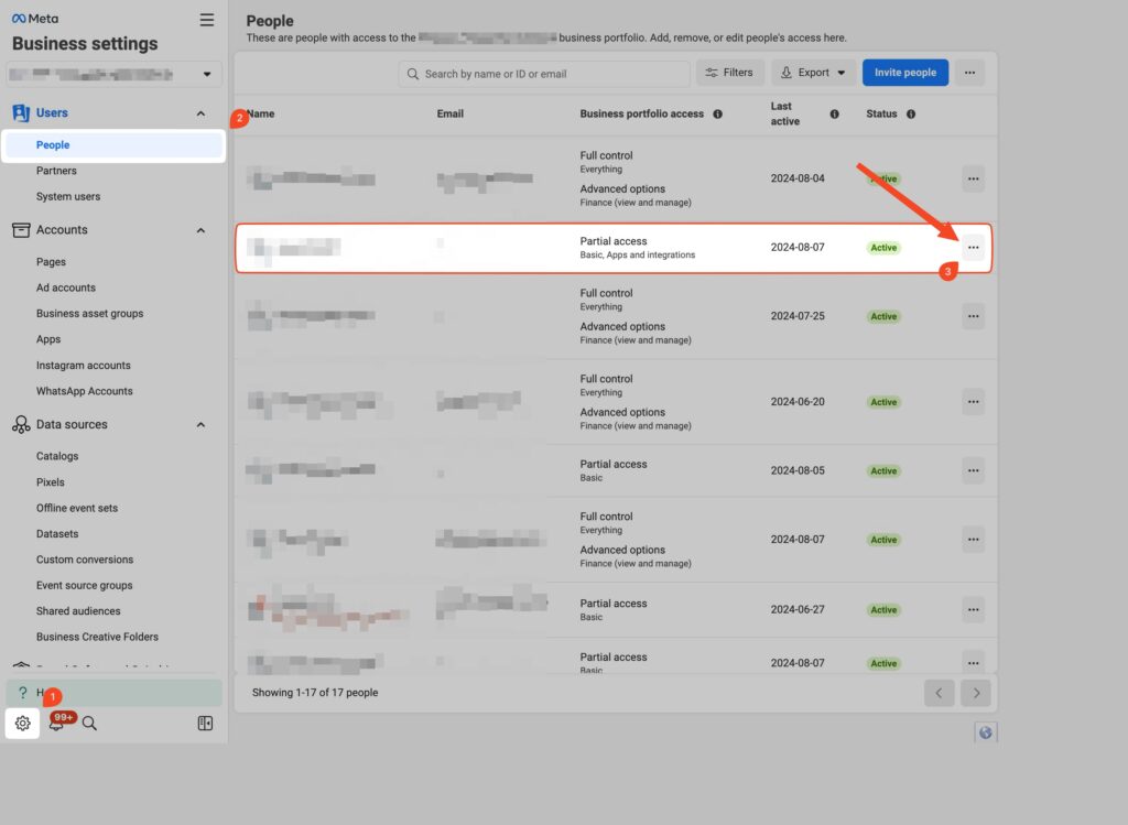 Daftar People di Business Settings