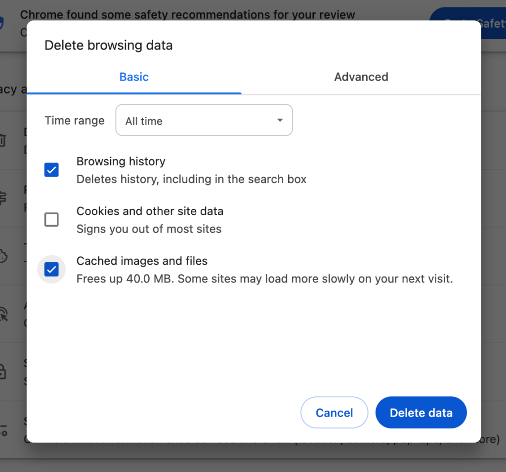 Delete Cache