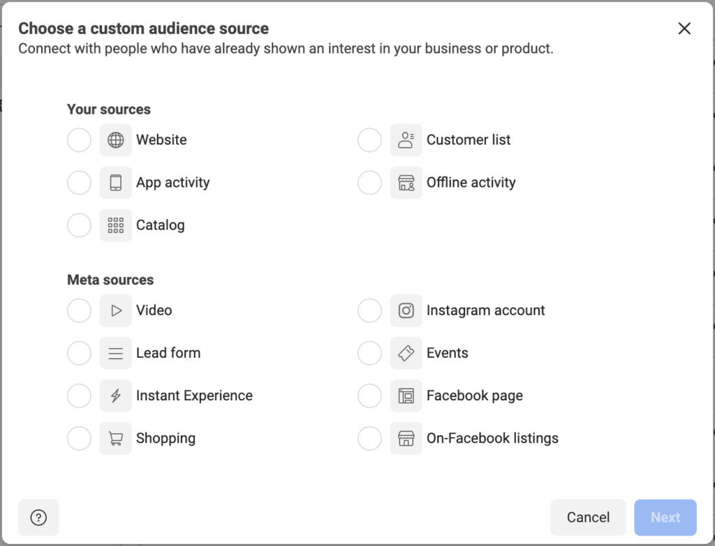 Tipe Custom Audience Meta