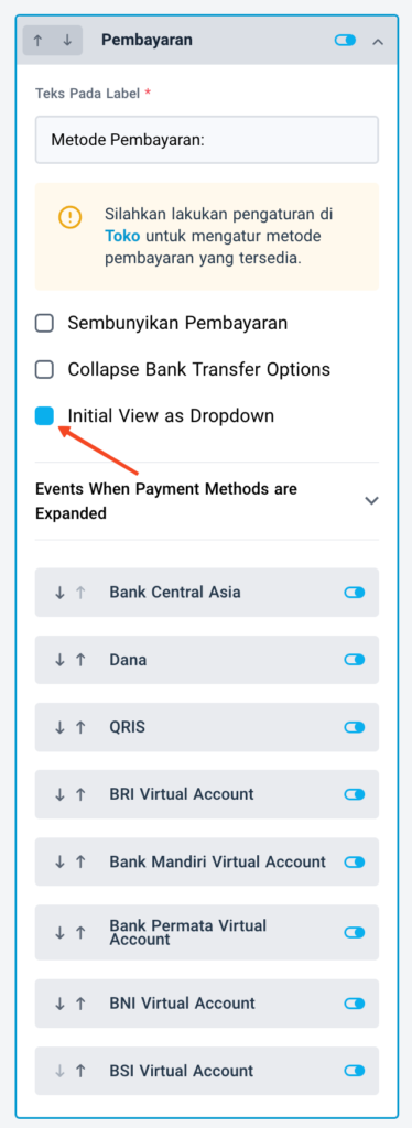 Dropdown Payment Method