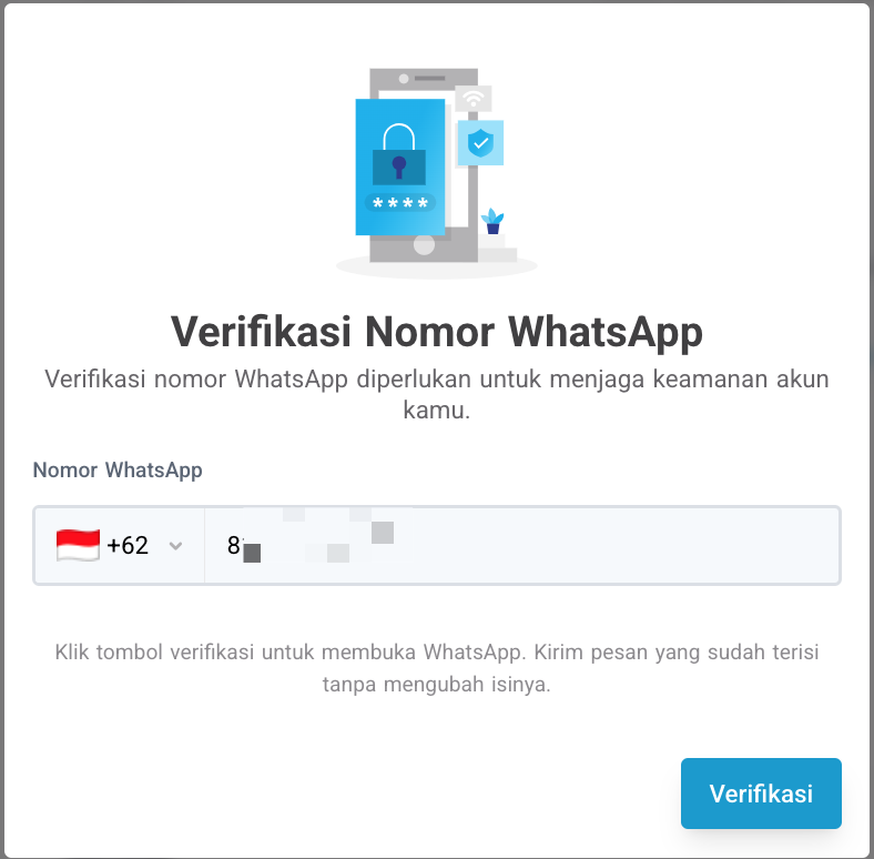 Jendela konfirmasi klik Verifikasi