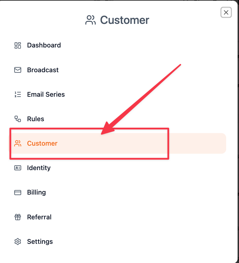 Halaman daftar customer di Mailev
