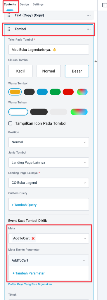Memasang event AddToCart pada komponen tombol landing page